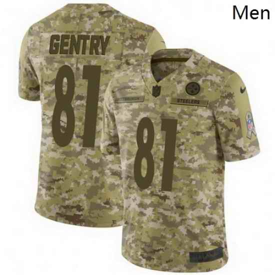 Men Nike Steelers #81 Zach Gentry Limited Camo 2018 Salute to Service Jersey